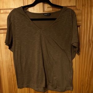 Brown SHEIN boxy v neck top